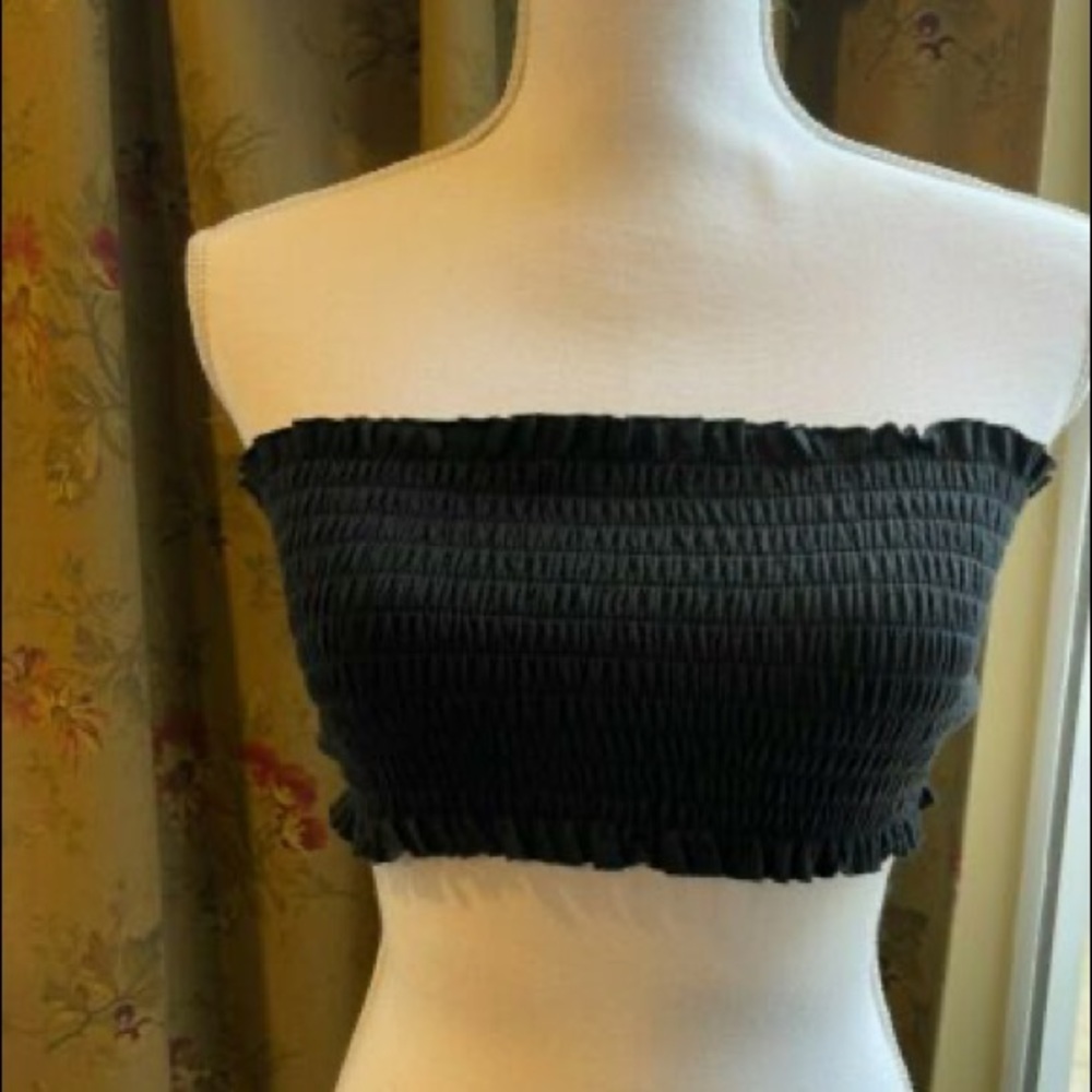 black smocked bandeau top from Brandy Melville